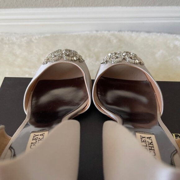 Badgley Mischka Salsa D’Orsay Pump in silver satin, size 10 - Picture 7 of 15